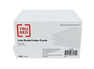 TRU RED 3 x 5 inch line rule index cards