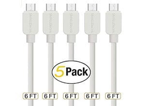 6FT Micro USB Cable 5-Pack Android Charger