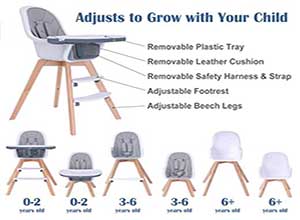 Baby High Chair with Adjustable Legs
