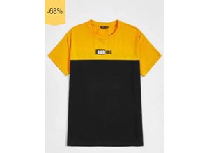 SHEIN Men Letter Graphic Two Tone Tee