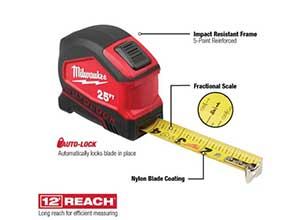 25 ft Compact Auto Lock Measuring Tape