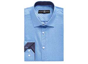 Mens Slim Fit No Iron Stretch Geo Print Dress Shirt