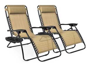 Set of 2 Adjustable Zero Gravity Lounge Chair Recliners