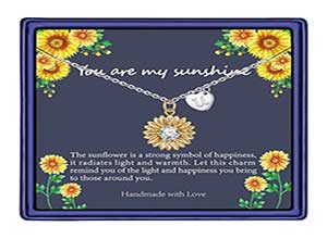 14k Gold Plated Sunflower Necklace CZ Heart Initial Letter