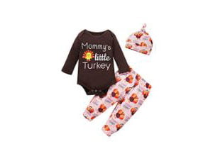 Baby Girl Pumpkin Gobble Turkey Pant Set