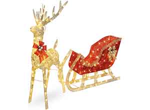 4ft Reindeer & Sleigh Decoration Set At $125