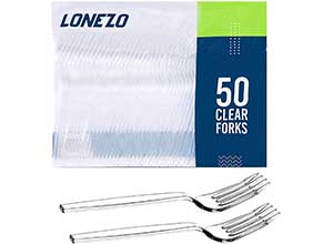 Lonezo 50 Clear Disposable Plastic Forks