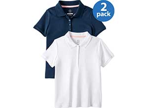 Wonder Nation Girls School Uniform Shirt 2Pack