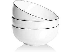 3-Pack-60 Oz Round White Porcelain Bowl Set