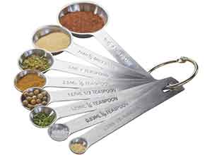 Set of 8 Stainless Steel Measuring Spoons