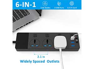 Surge Protector with 3 Universal AC Outlets and USB Ports