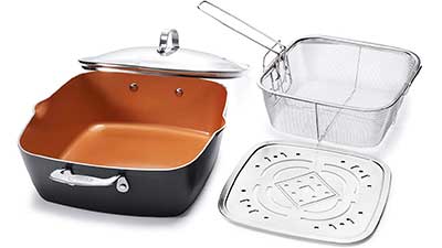 Nonstick Copper Deep Square 6 Qt Casserole