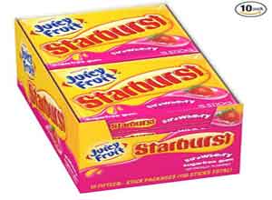 JUICY FRUIT STARBURST Chewing Gum 15 Pieces