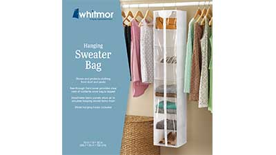 Whitmor Crystal Clear Zippered Hanging Sweater Bag