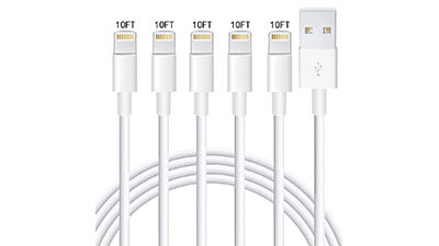 MFi Certified iPhone Charger 5 Pack 10 FT