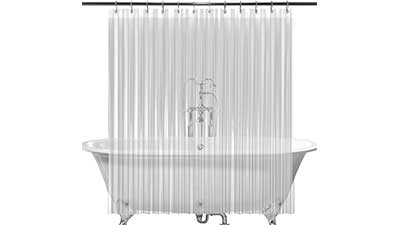 2 Pack Clear Shower Curtain Liner with 24 Hooks