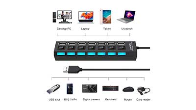 USB Data Hub Splitter with USB Hub Adapter