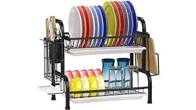 GSlife SS 2 Tier Dish Rack with Utensils Holder