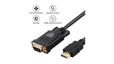 Gold-Plated HDMI to VGA 6 Feet Cable