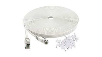 Cat 6 Ethernet Cable 50 ft White with clips