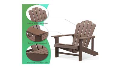 EFURDEN Adirondack Chair 350 lbs Capacity Load