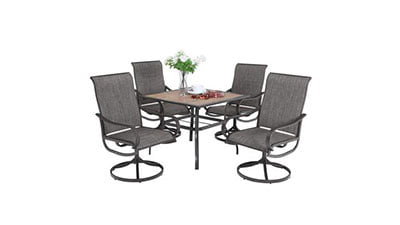 PHI VILLA Patio Swivel Chair Outdoor Dining Set