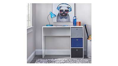 Kids Desk with three Fabric Storage Bins