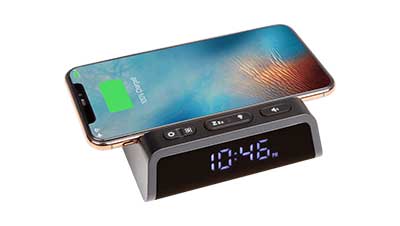 2-in-1 Alarm Clock with Wireless Charging Pad