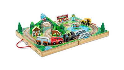 17-Piece Wooden Take-Along Tabletop Railroad