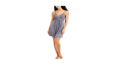 Heavenly Soft Lace-Trimmed Knit Chemise Nightgown
