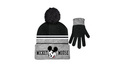 Mickey Mouse Boys Beanie Hat W Pom and Glove Set