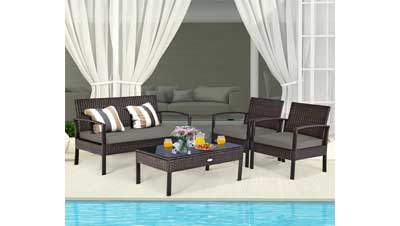 Costway 4 Pieces Patio Rattan Wicker Furniture Set