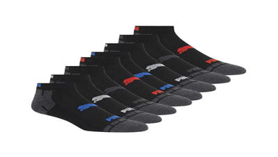 PUMA Mens 8 Pack Low Cut Socks Pull On Closure