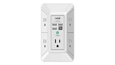 LVETEK 5 Outlet Extender with 4 USB Ports