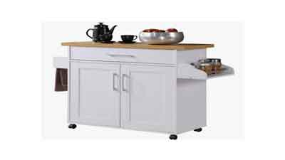 Hodedah Kitchen Island with Spice Rack