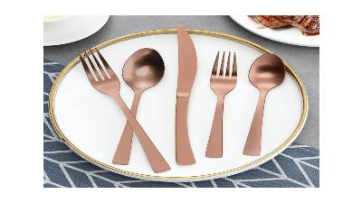 Matte Rose Gold Silverware Set 20 Piece Flatware Set