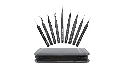 AmazonCommercial 9-Piece Stainless Steel Tweezer Set