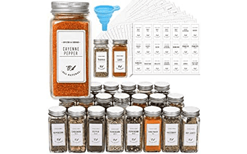 24 Pcs Glass Spice Jars with Spice Labels