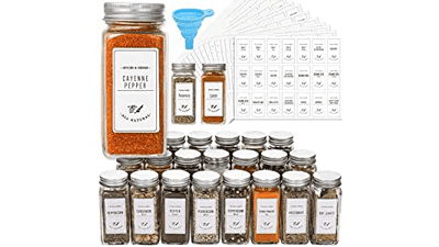 24 Pcs Glass Spice Jars with Spice Labels