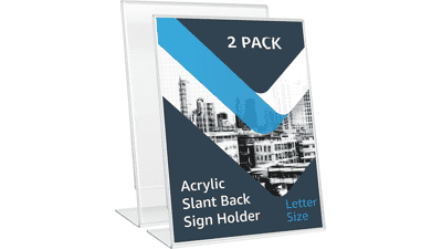 Acrylic Slant Back Sign Holder 2pack