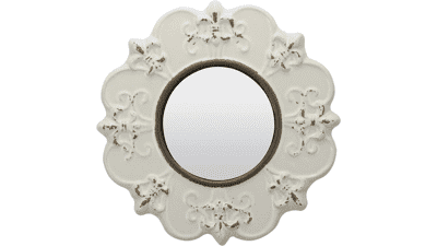 Antique White Round Ceramic Wall Mirror