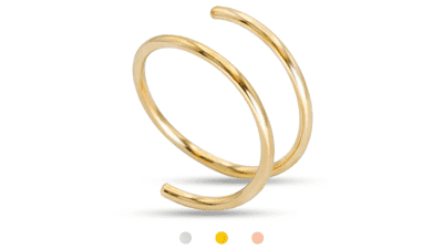 14k Gold Filled Double Hoop Nose Ring for Single Piercing - 20G