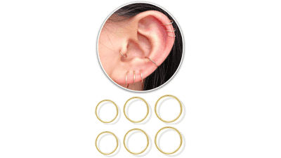 14k Gold Plated Sterling Silver Small Hoop Earrings Set for Women