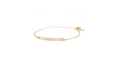 16K Gold Personalized Name Bar Bracelet - Delicate Hand Stamped Gift for Bridesmaid, Wedding, Graduation
