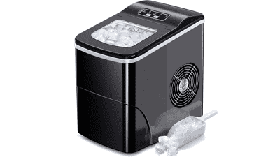 AGLUCKY Countertop Ice Maker Machine - Portable Ice Makers - Make 26 lbs of Ice in 24 hrs - Ice Cube Ready in 6-8 Mins - Includes Ice Scoop and Basket