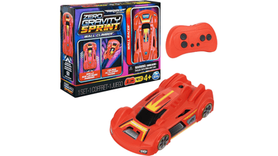 Air Hogs Zero Gravity Sprint RC Car Wall Climber - Red USB-C Rechargeable Indoor Wall Racer - 4-Inches - Kids Toys Ages 4+