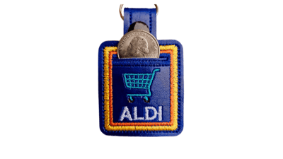 Aldi Quarter Holder Keychain - Handmade Embroidered - Holds One Quarter for Aldi Grocery Shopping Cart - Unisex Gift