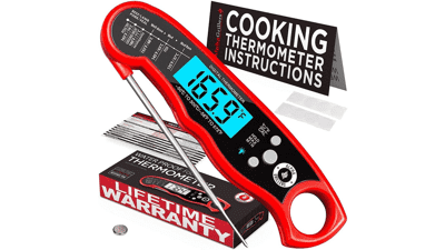Alpha Grillers Instant Read Meat Thermometer - Waterproof Ultra Fast with Backlight & Calibration - Digital Food Probe for Kitchen, Grilling, BBQ