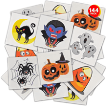 ArtCreativity Halloween Temporary Tattoos for Kids - Pack of 144-2 Inch Non-Toxic Stickers for Boys and Girls - Halloween Party Favors, Treats, Décor, Goodie Bags - 6 Assorted Designs
