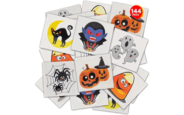 ArtCreativity Halloween Temporary Tattoos for Kids - Pack of 144-2 Inch Non-Toxic Stickers for Boys and Girls - Halloween Party Favors, Treats, Décor, Goodie Bags - 6 Assorted Designs